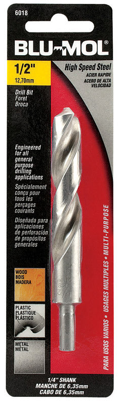 BLU-MOL XTREME - Blu-Mol Xtreme 1/2 in. X 6 in. L High Speed Steel Drill Bit Round Shank 1 pc