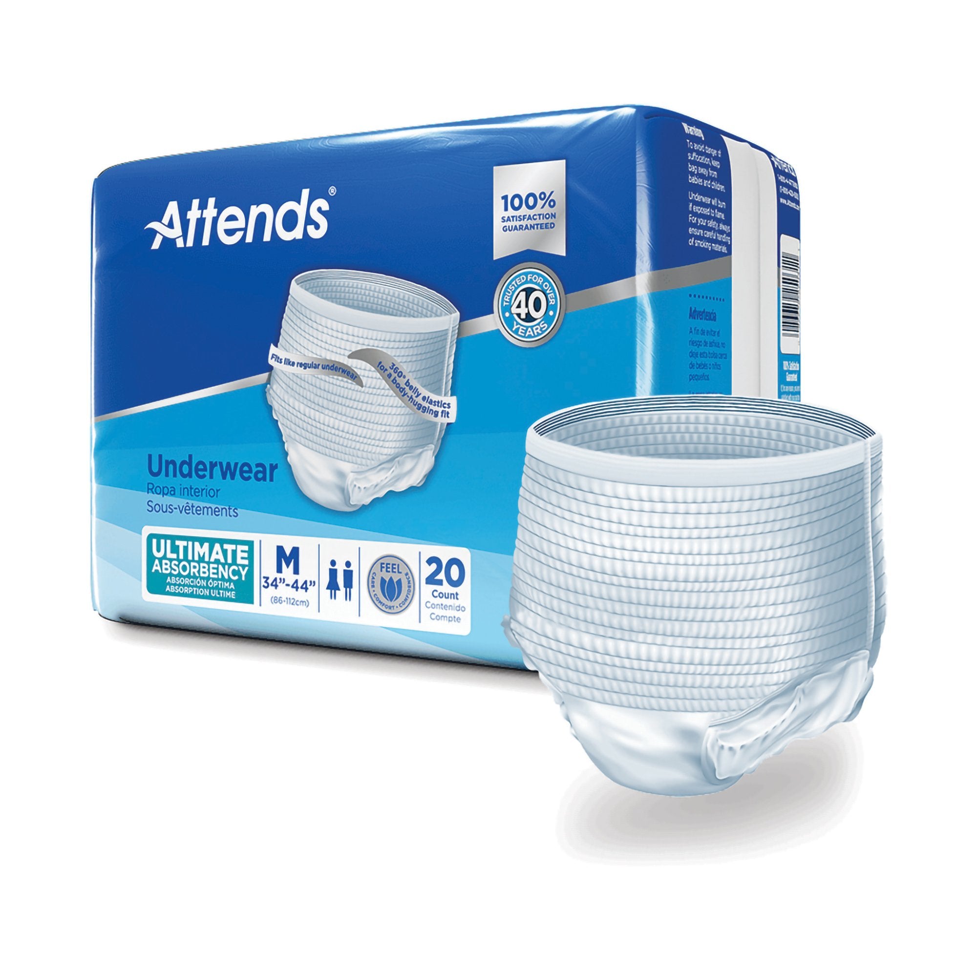 Attends Healthcare Products - Unisex Adult Absorbent Underwear Attends® Advanced Pull On with Tear Away Seams Medium Disposable Heavy Absorbency [1/BG]