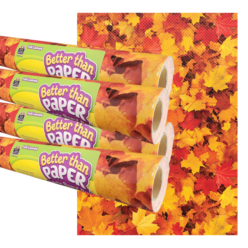 TEACHER CREATED RESOURCES - Fall Leaves Better Than Paper Bulletin Board Roll, 4' x 12', Pack of 4