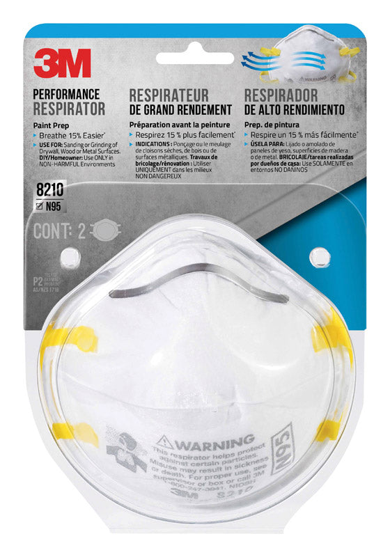 3M - 3M N95 Paint Prep Cup Disposable Respirator White One Size Fits All 2 pc