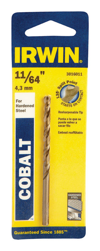 IRWIN - Irwin 11/64 in. X 3-1/4 in. L Cobalt Alloy Steel Drill Bit Straight Shank 1 pc - Case of 3