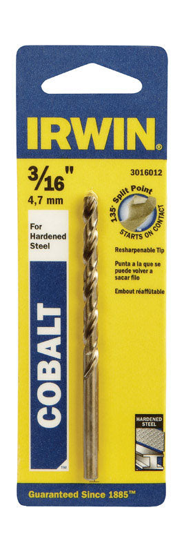 IRWIN - Irwin 3/16 in. X 3-1/2 in. L Cobalt Alloy Steel Drill Bit Straight Shank 1 pc - Case of 3