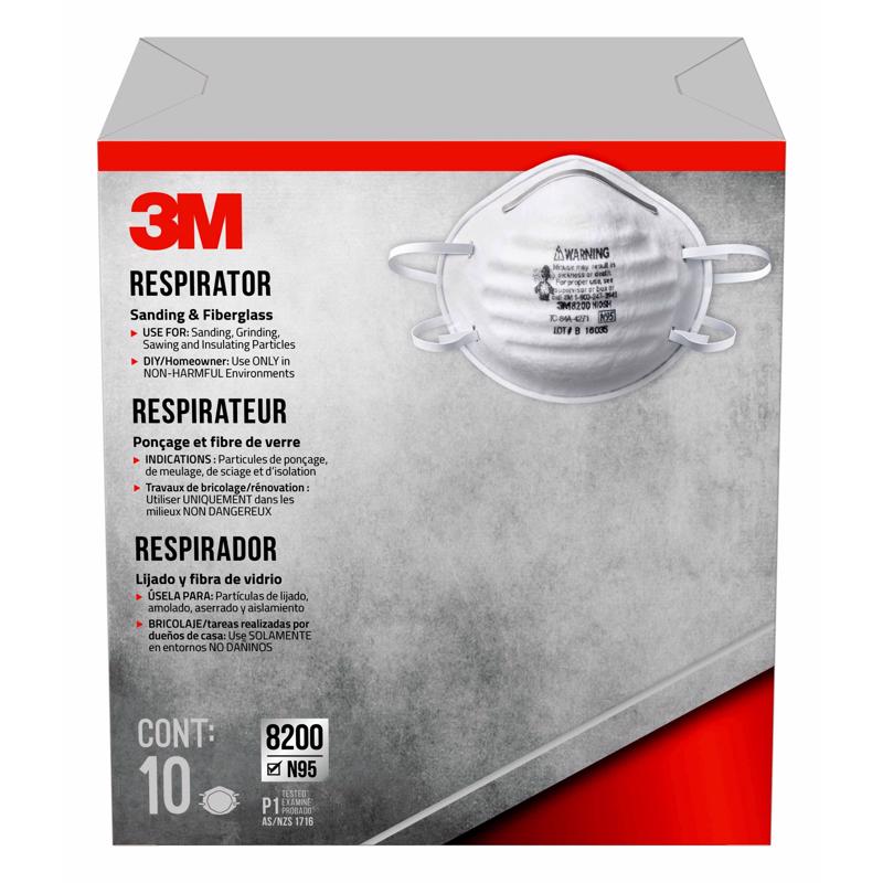 3M - 3M N95 Sanding and Fiberglass Respirator White 10 pc