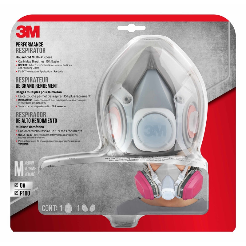 3M - 3M P100 Multi-Purpose Half Face Respirator Valved Multicolored M 1 pc