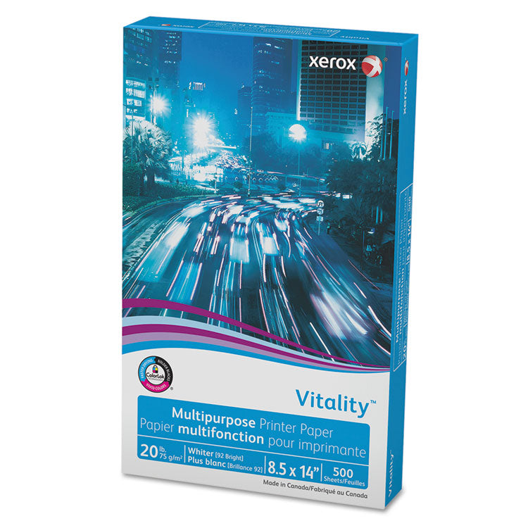 xerox - Vitality Multipurpose Print Paper, 92 Bright, 20 lb Bond Weight, 8.5 x 14, White, 500/Ream