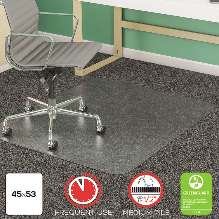 deflecto - SuperMat Frequent Use Chair Mat, Med Pile Carpet, 45 x 53, Beveled Rectangle, Clear