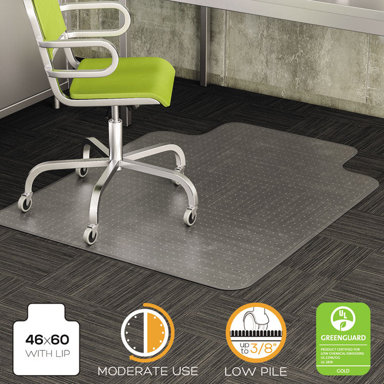 deflecto - DuraMat Moderate Use Chair Mat for Low Pile Carpet, 46 x 60, Wide Lipped, Clear