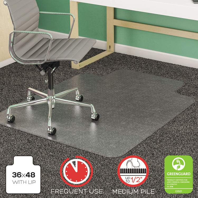 deflecto - SuperMat Frequent Use Chair Mat, Med Pile Carpet, Flat, 36 x 48, Lipped, Clear