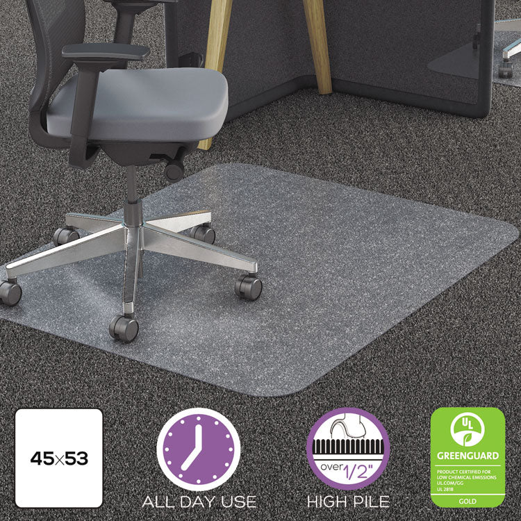 deflecto - All Day Use Chair Mat - All Carpet Types, 45 x 53, Rectangle, Clear