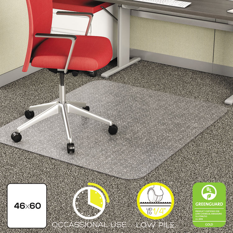 deflecto - EconoMat Occasional Use Chair Mat, Low Pile Carpet, Flat, 46 x 60, Rectangle, Clear