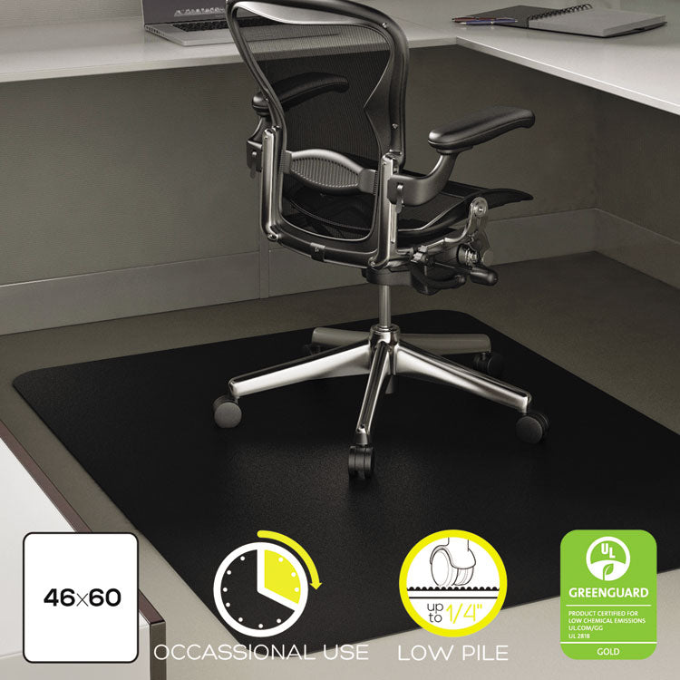 deflecto - EconoMat Occasional Use Chair Mat for Low Pile Carpet, 46 x 60, Rectangular, Black