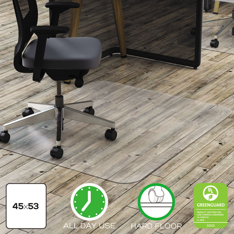 deflecto - All Day Use Chair Mat - Hard Floors, 45 x 53, Rectangle, Clear