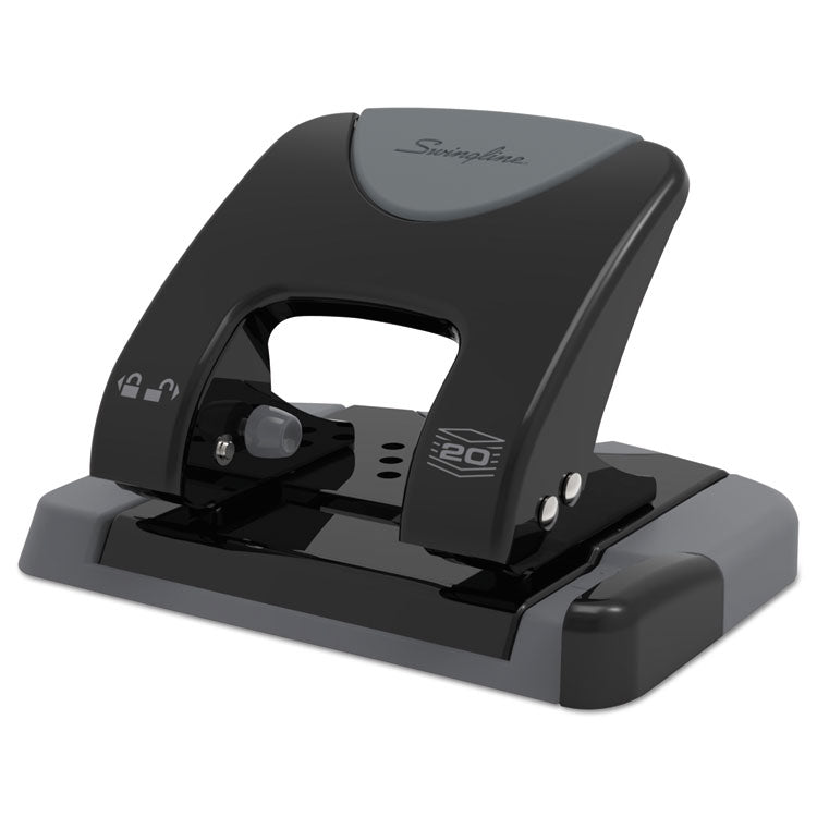 Swingline - 20-Sheet SmartTouch Two-Hole Punch, 9/32" Holes, Black/Gray