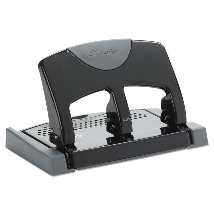 Swingline - 45-Sheet SmartTouch Three-Hole Punch, 9/32" Holes, Black/Gray