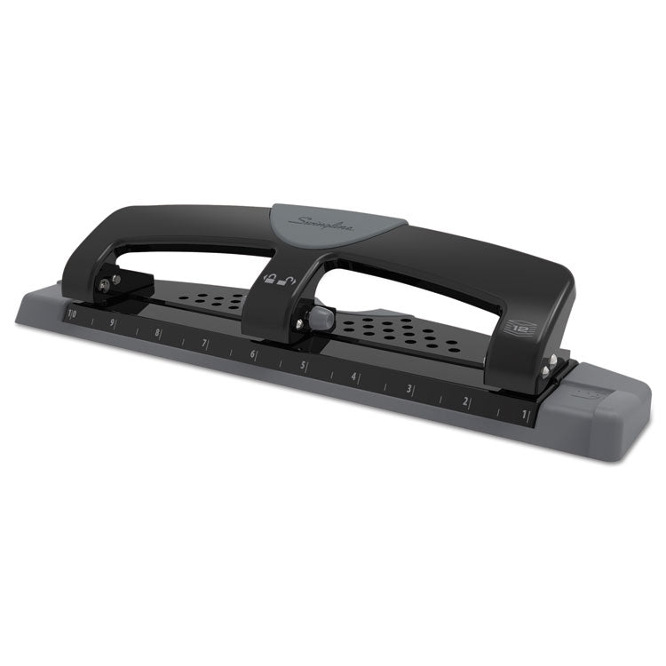 Swingline - 12-Sheet SmartTouch Three-Hole Punch, 9/32" Holes, Black/Gray