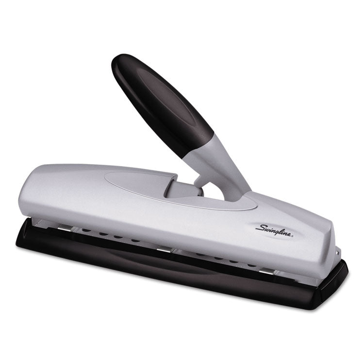 Swingline - 20-Sheet LightTouch Desktop Two- to Seven-Hole Punch, 9/32" Holes, Silver/Black