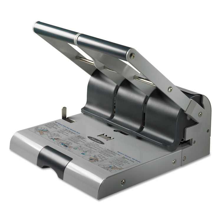 Swingline - 160-Sheet Antimicrobial Protected High-Capacity Adjustable Punch, Two- to Three-Hole, 9/32" Holes, Putty/Gray