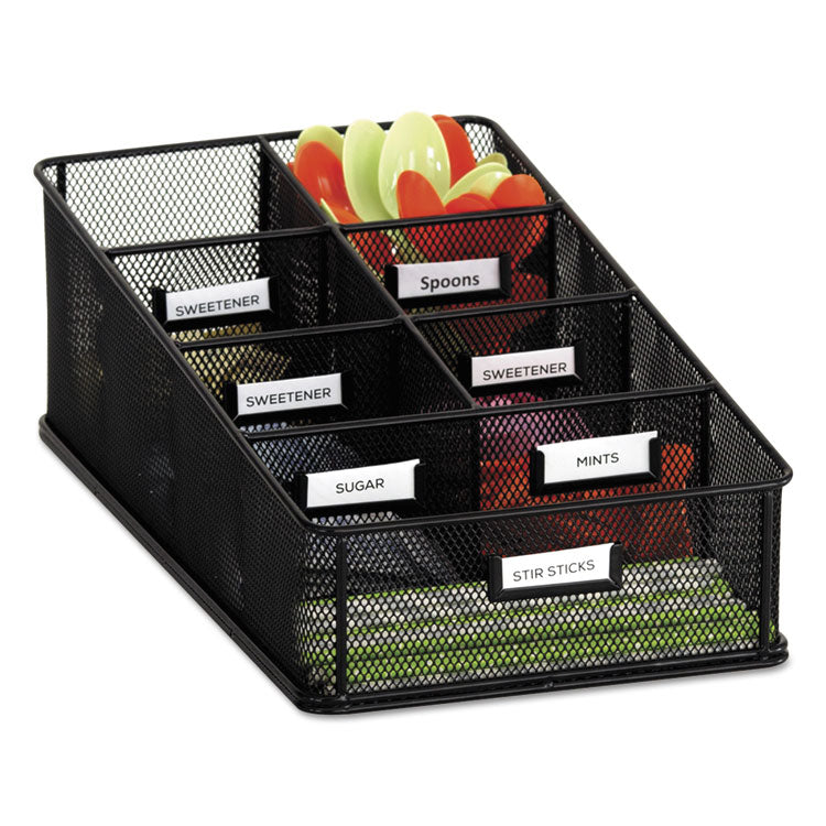 Safco - Onyx Breakroom Organizers, 7 Compartments, 16 x 8.5 x 5.25, Steel Mesh, Black