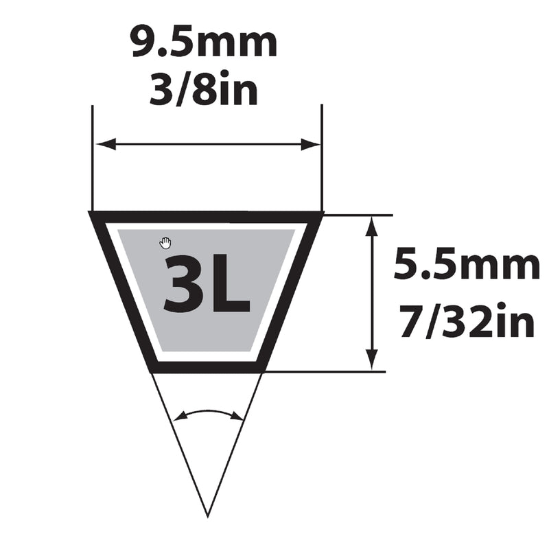 MITSUBOSHI - Mitsuboshi FHP 3L230 Standard General Utility V-Belt 0.38 in. W X 23 in. L For Fractional Horsepower
