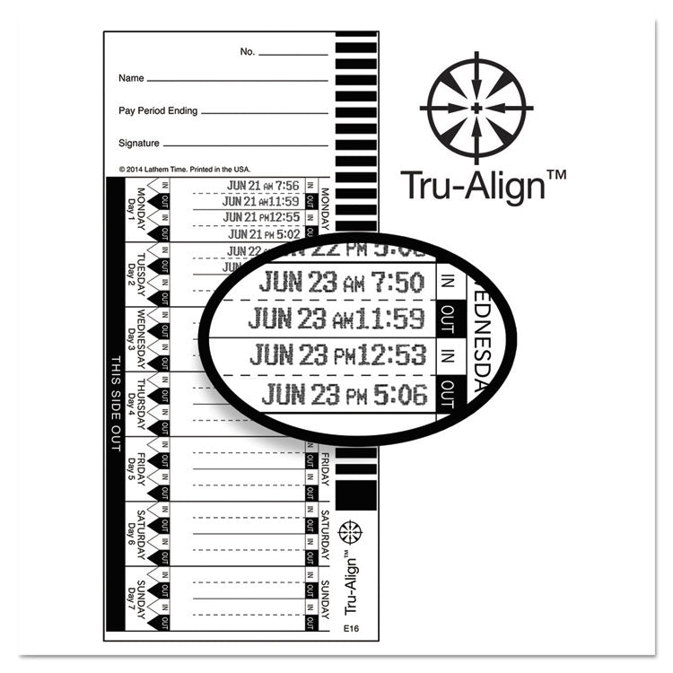 Lathem Time - Time Clock Cards for Lathem Time 1600E, One Side, 4 x 9, 100/Pack