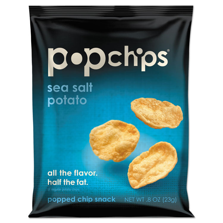 popchips - Potato Chips, Sea Salt Flavor, 0.8 oz Bag, 24/Carton