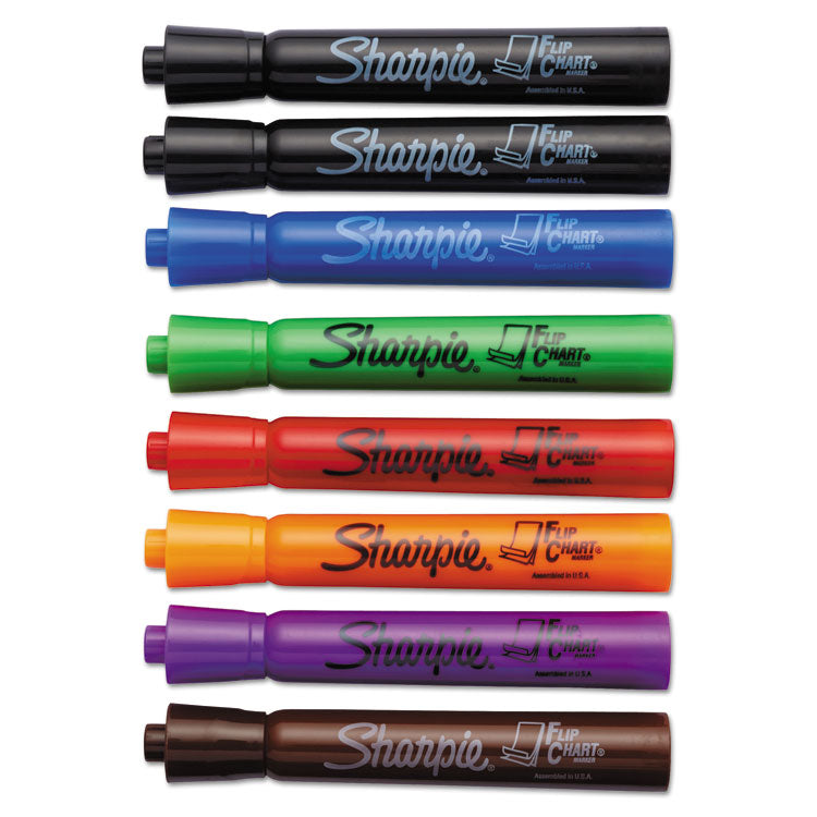 Sharpie - Flip Chart Marker, Broad Bullet Tip, Assorted Colors, 8/Set