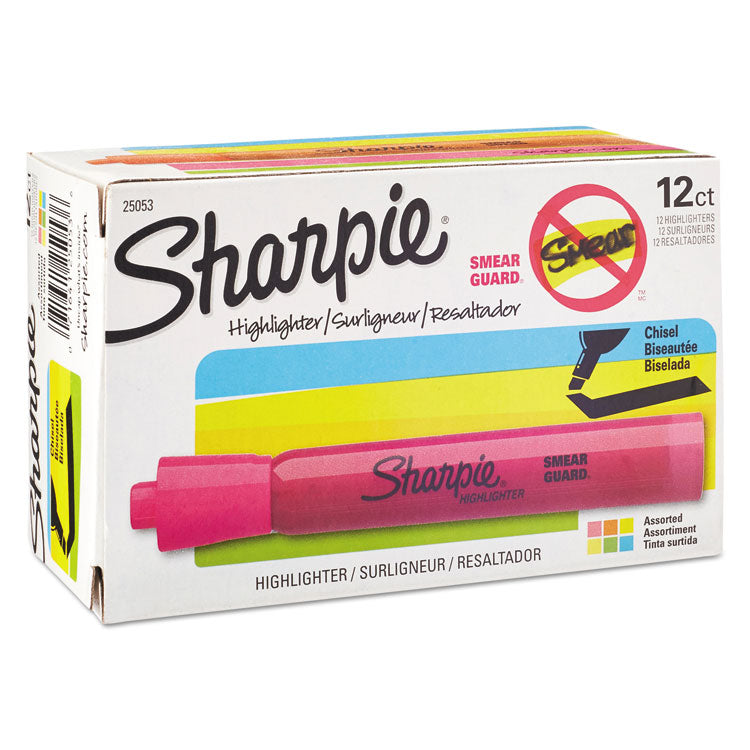 Sharpie - Tank Style Highlighters with Open-Stock Box, Assorted Ink Colors, Chisel Tip, Assorted Barrel Colors, Dozen