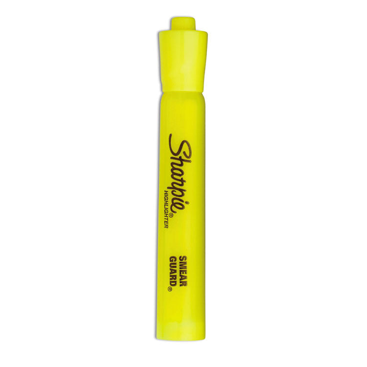 Sharpie - Tank Style Highlighters, Fluorescent Yellow Ink, Chisel Tip, Yellow Barrel, 4/Set