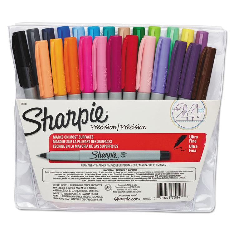 Sharpie - Ultra Fine Tip Permanent Marker, Extra-Fine Needle Tip, Assorted Colors, 24/Set