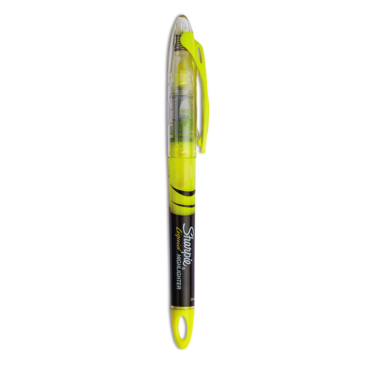 Sharpie - Liquid Pen Style Highlighters, Fluorescent Yellow Ink, Chisel Tip, Yellow/Black/Clear Barrel, Dozen