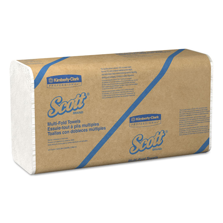Scott - Essential Multi-Fold Towels 100% Recycled, 9.2  x 9.4, White, 250/Pack, 16 Pack/Carton