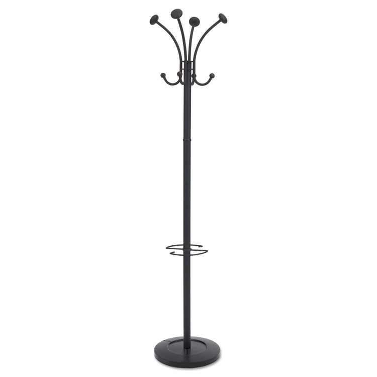 Alba - Viena Coat Stand, Eight Knobs, Steel, 16w x 16d x 70.5h, Black