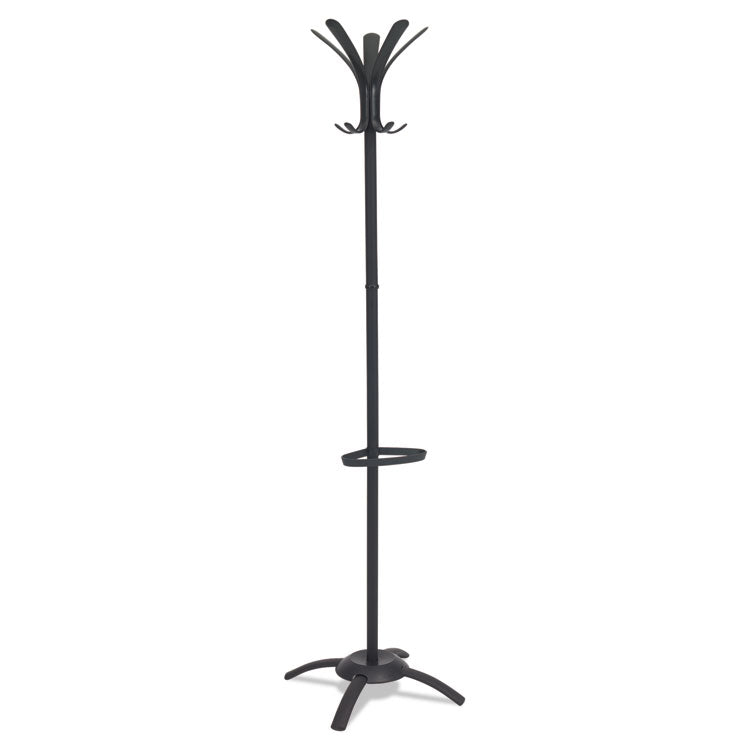 Alba - CLEO Coat Stand, Stand Alone Rack, Ten Knobs, Steel/Plastic, 19.75w x 19.75d x 68.9h, Black