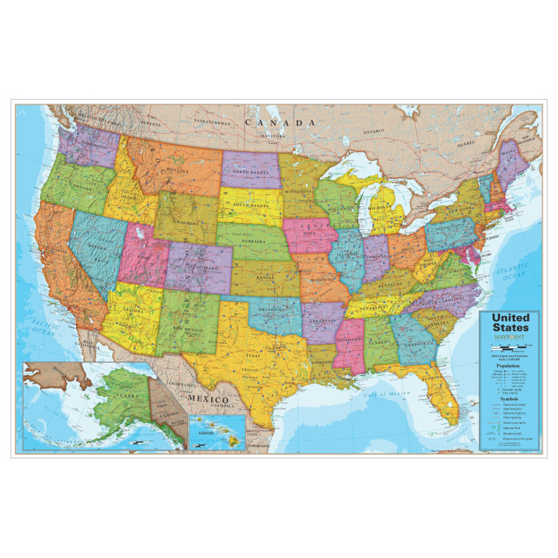 WAYPOINT GEOGRAPHIC - Blue Ocean USA 24" x 36" Laminated Wall Map