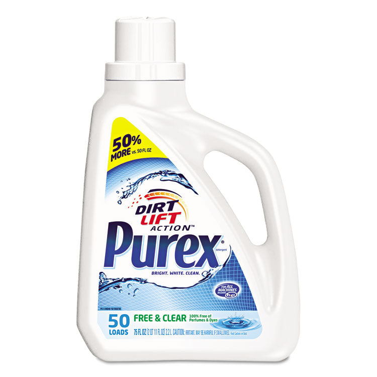 Purex - Free and Clear Liquid Laundry Detergent, Unscented, 75 oz Bottle