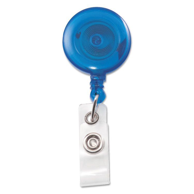 Advantus - Translucent Retractable ID Card Reel, 30" Extension, Blue, 12/Pack