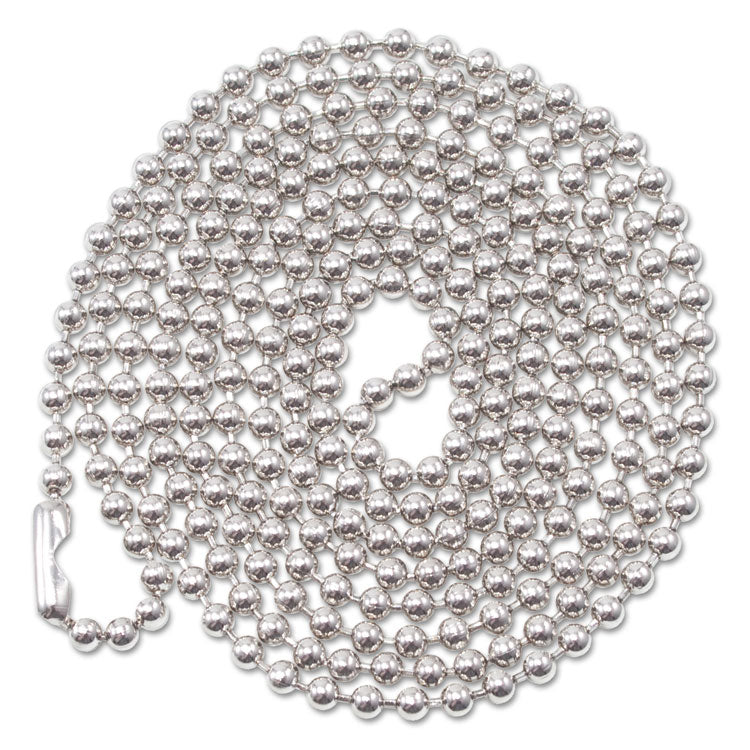 Advantus - ID Badge Holder Chain, Metal Ball Chain Fastener, 36" Long, Nickel Plated, 100/Box