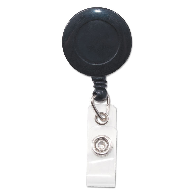 Advantus - Swivel-Back Retractable ID Card Reel, 30" Extension, Black, 12/Pack