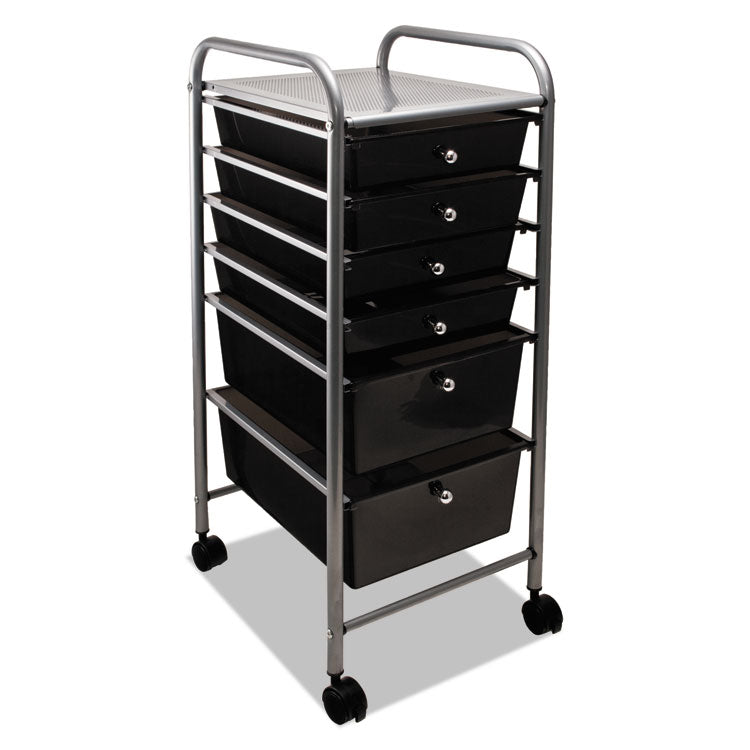 Advantus - Portable Drawer Organizer, Metal, 1 Shelf, 6 Drawers, 13" x 15.38" x 32.13", Matte Gray/Smoke