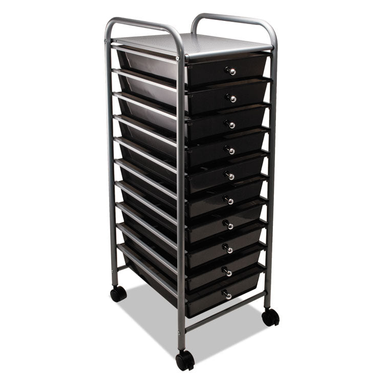 Advantus - Portable Drawer Organizer, Metal, 1 Shelf, 10 Drawers, 13" x 15.38" x 37.75", Matte Gray/Smoke