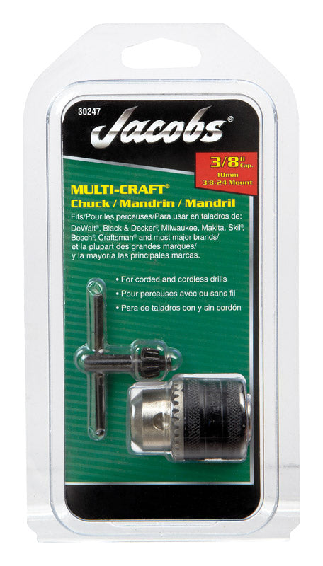 JACOBS - Jacobs 3/8 in. Drill Chuck 3/8 in. 3-Flat Shank 1 pc