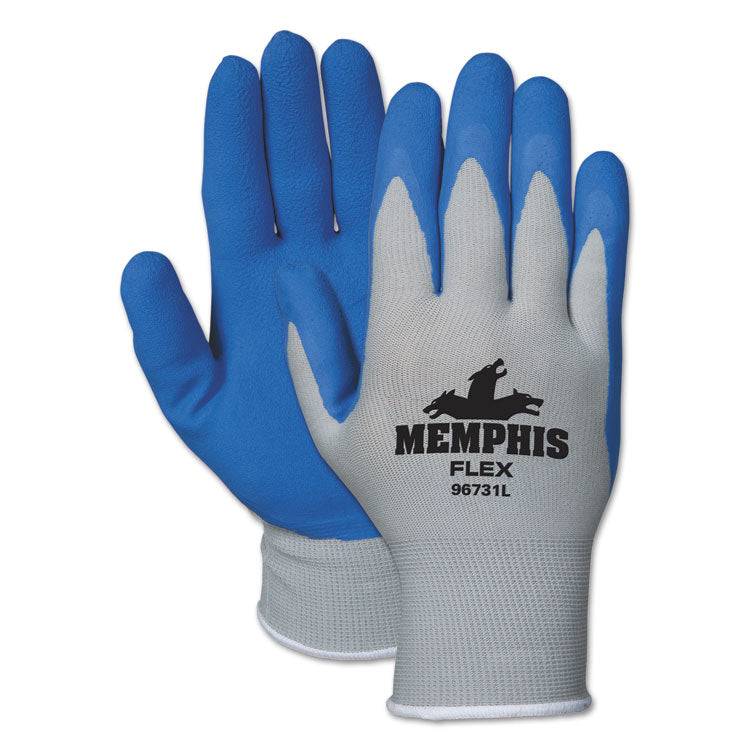 MCR Safety - Memphis Flex Seamless Nylon Knit Gloves, Small, Blue/Gray, Dozen