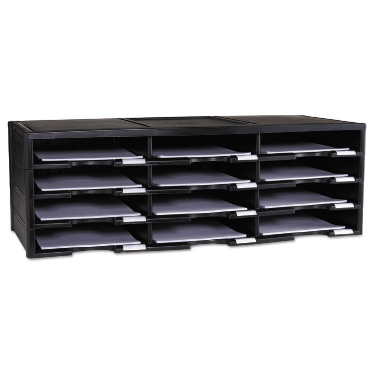 Storex - Storex Literature Organizer, 12 Compartments, 10.63 x 13.3 x 31.4, Black