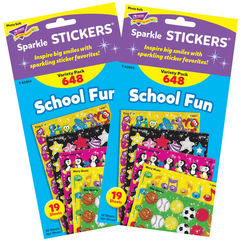 TREND - School Fun Sparkle Stickers® Variety Pack, 648 Per Pack, 2 Packs