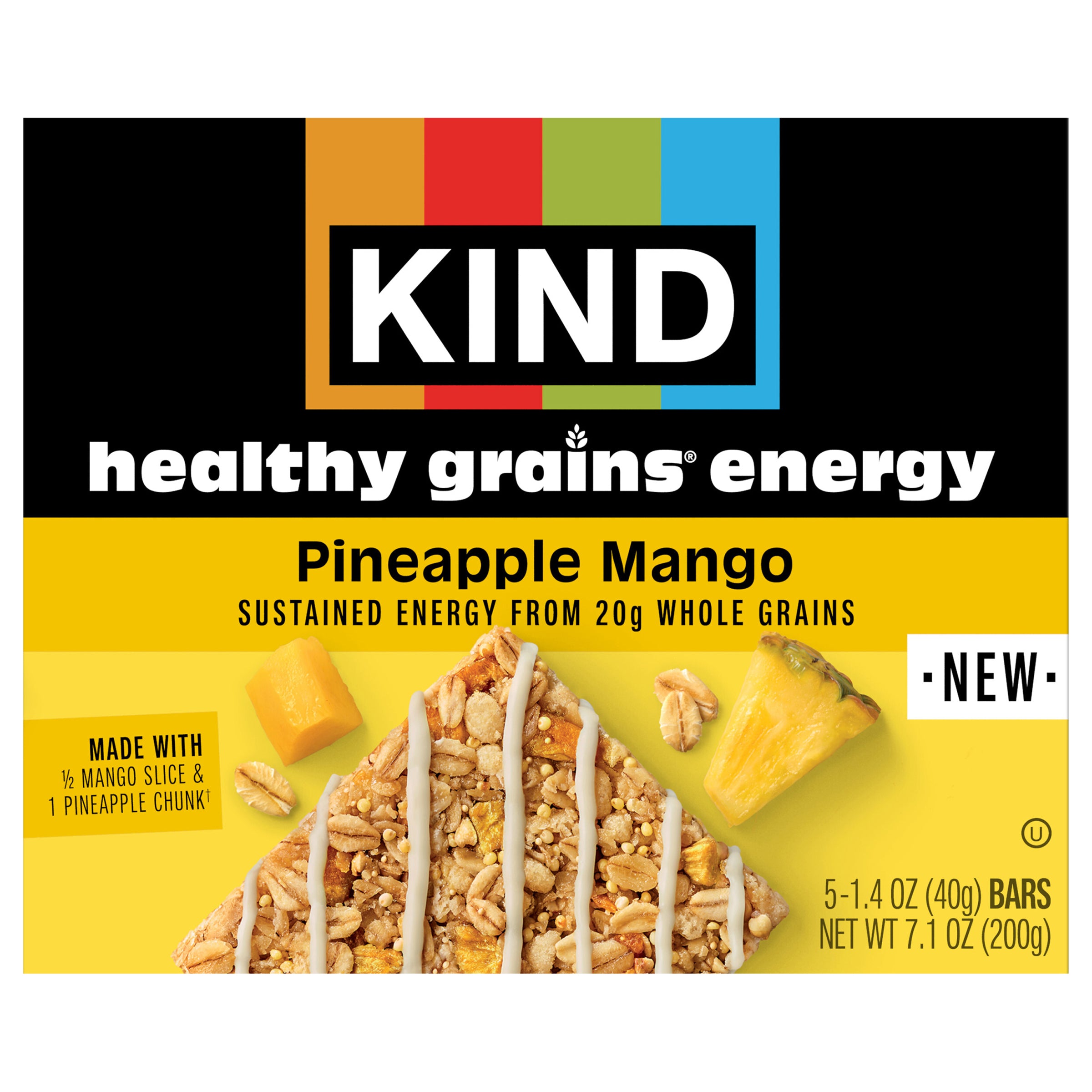 KIND Healthy Grains Energy, Pineapple Mango, 5 Count - Case of 8