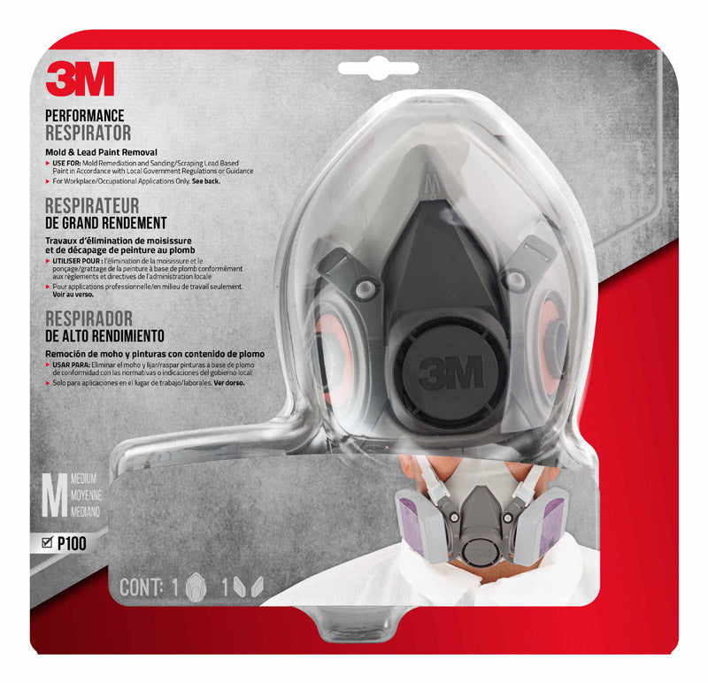 3M - 3M P100 Lead Paint Removal Respirator Valved Gray M 1 pk