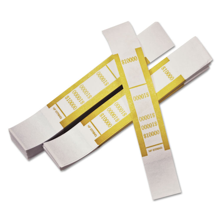 Iconex - Self-Adhesive Currency Straps, Mustard, $10,000 in $100 Bills, 1000 Bands/Pack