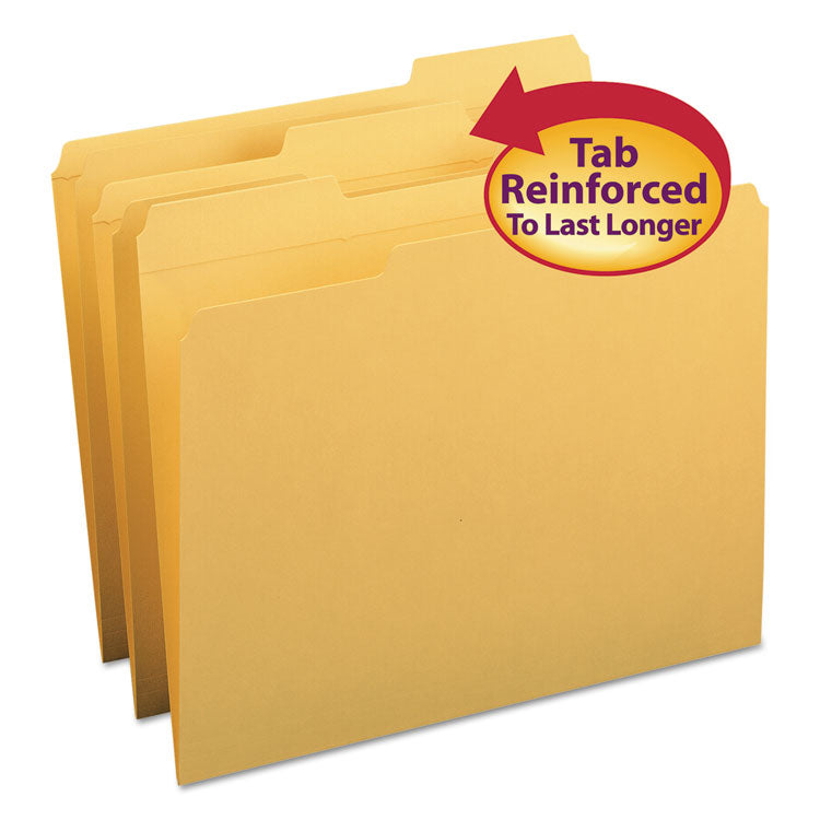 Smead - Reinforced Top Tab Colored File Folders, 1/3-Cut Tabs: Assorted, Letter Size, 0.75" Expansion, Goldenrod, 100/Box