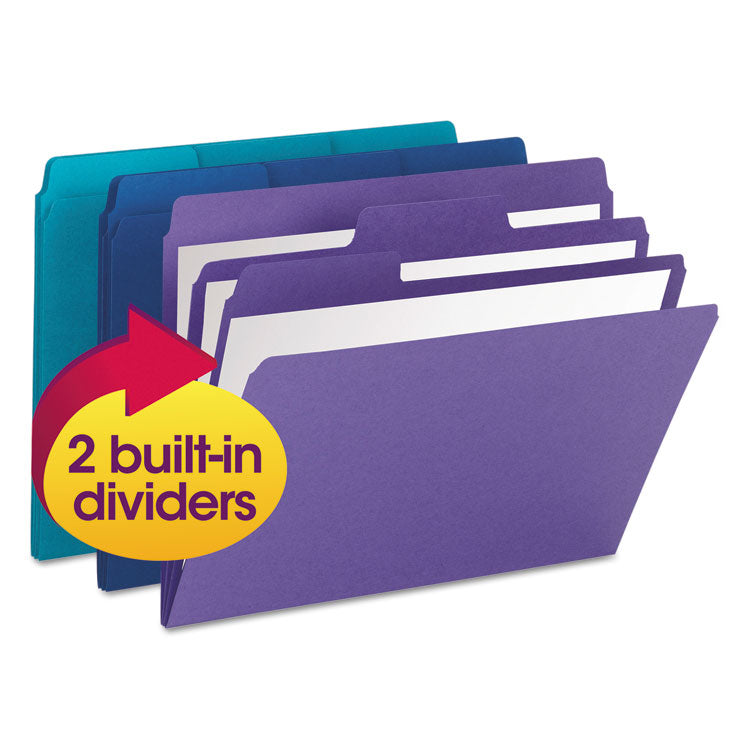 Smead - SuperTab Organizer Folder, 1/3-Cut Tabs: Assorted, Letter Size, 0.75" Expansion, Assorted Colors, 3/Pack