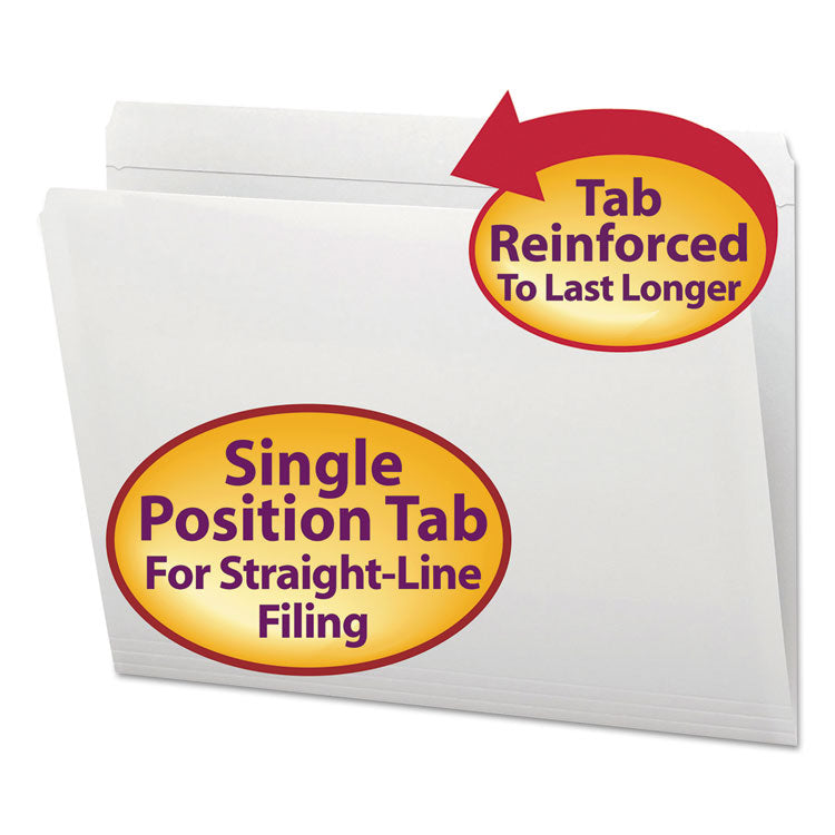 Smead - Reinforced Top Tab Colored File Folders, Straight Tabs, Letter Size, 0.75" Expansion, White, 100/Box